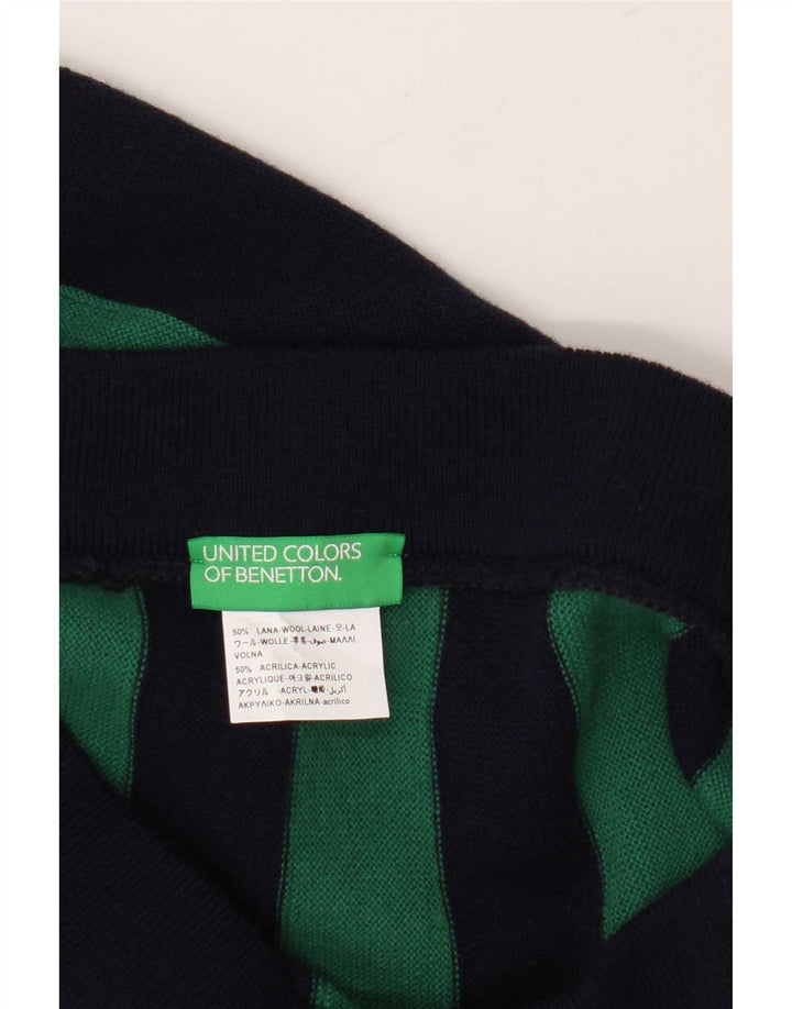 Benetton damestrikket A-line nederdel Medium W30 L26 Grøn stribet uld