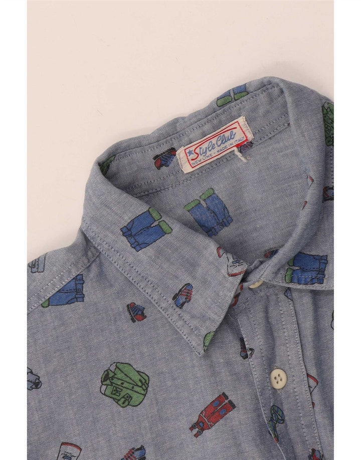 Vintage herre abstrakt mønster skjorte medium blå