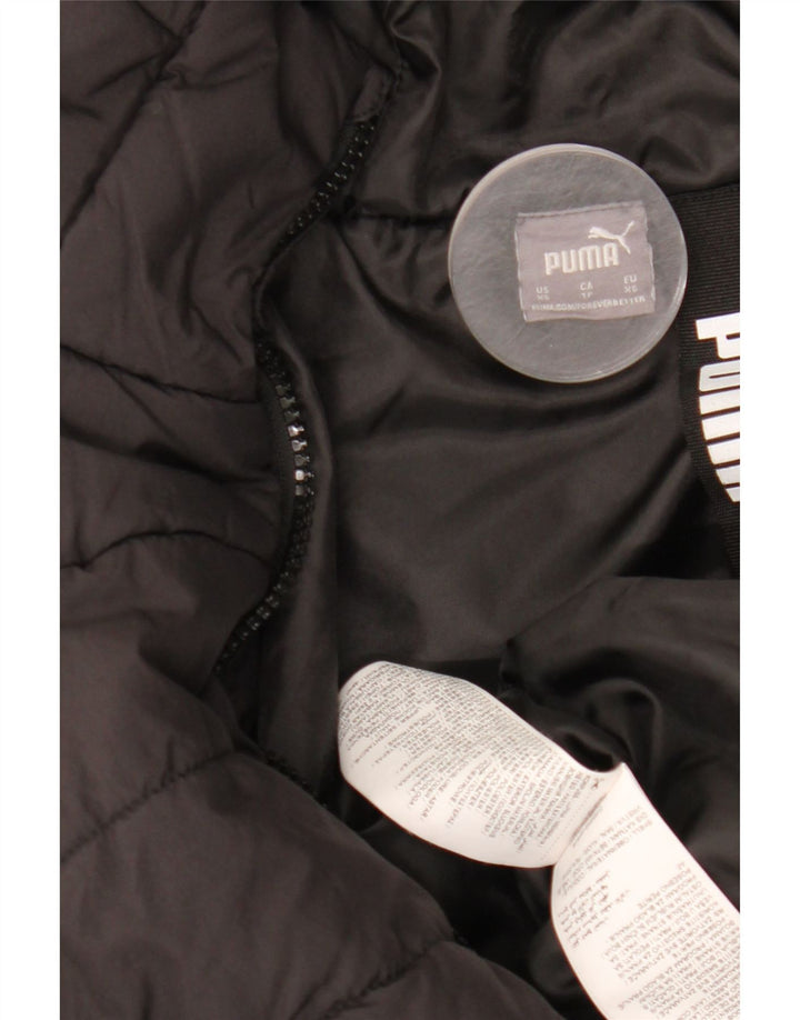 Puma polstret frakke med hætte til kvinder UK 6 XS sort polyester