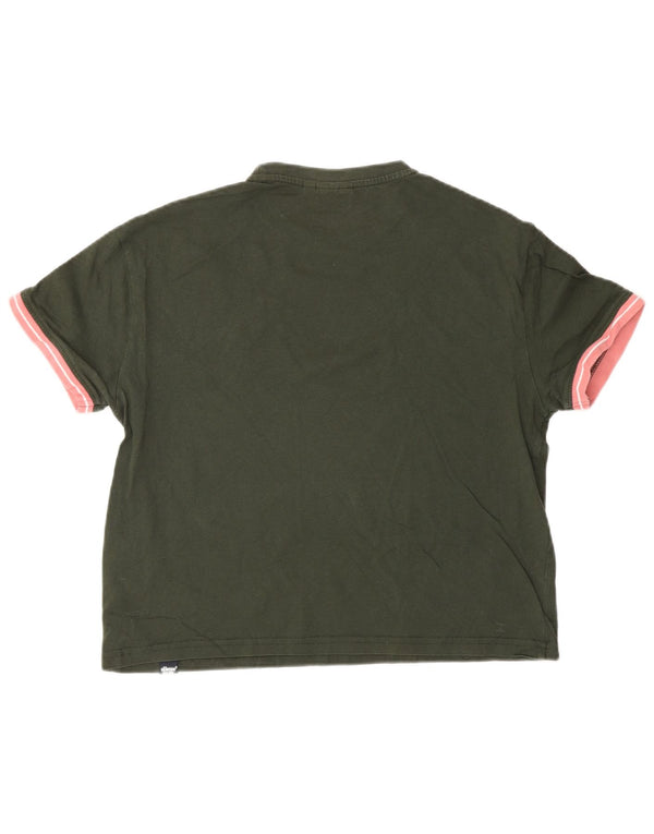 Ellesse Dame Oversized T-Shirt Top UK 6 XS Khaki Bomuld