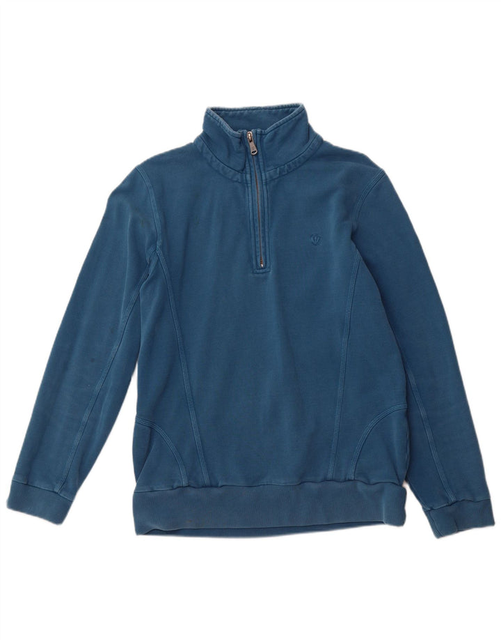 FAT FACE Herre lynlås-hals sweater Jumper Medium Blue Bomuld