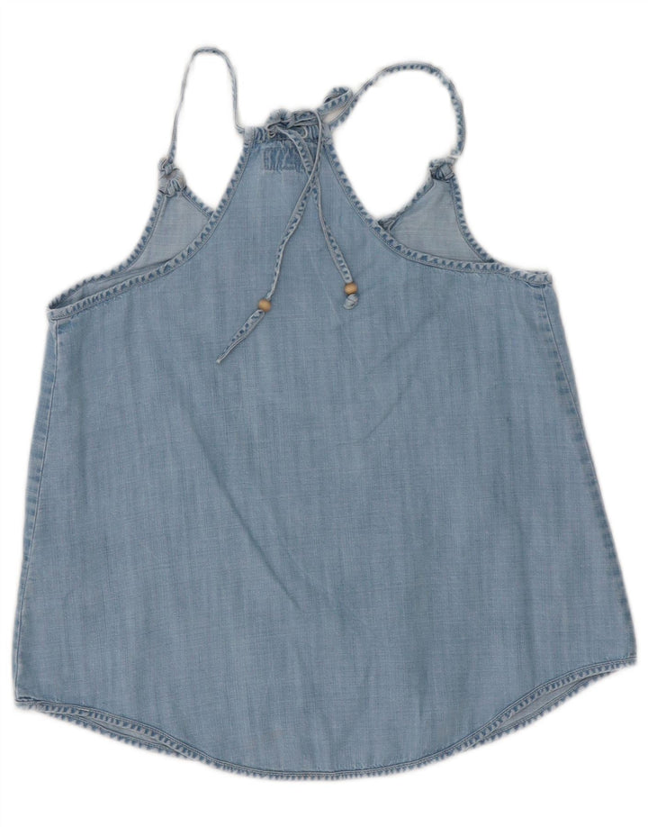 Tommy Hilfiger Dame Halter Top UK 10 Small Blue Lyocell