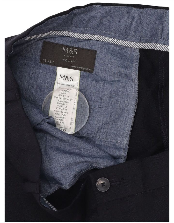 Marks & Spencer Herre Regular Fit Chinobukser W36 L31 Marineblå polyester