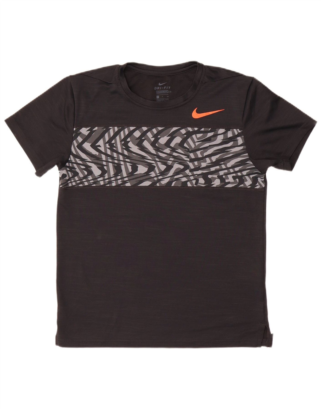 Nike Herre Dri Fit Standard Fit Grafisk T-shirt Top Lille sort polyester