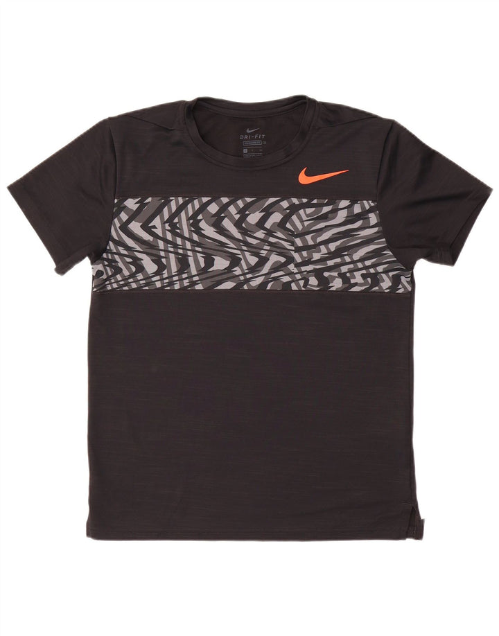 Nike Herre Dri Fit Standard Fit Grafisk T-shirt Top Lille sort polyester