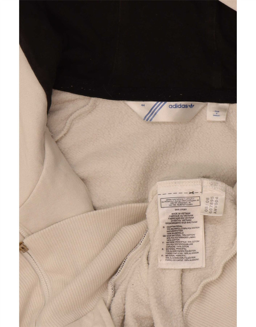 Adidas Graphic Zip Hoodie Sweater IT 44 Medium White Colourblock