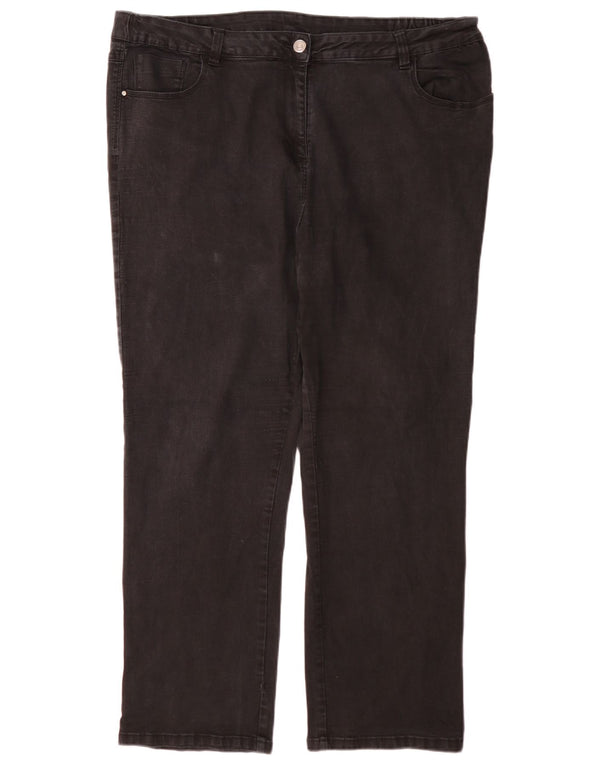 M&Co Dame Højtaljede Lige Jeans UK 26 5XL W40 L30 Sort Bomuld