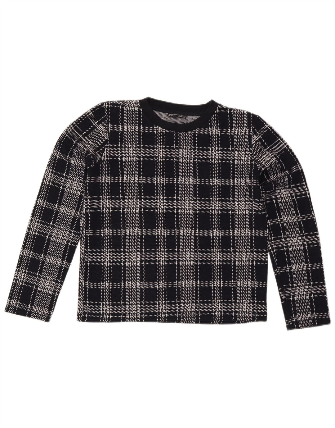 ZARA Dame Sweatshirt Jumper UK 14 Medium Navy Blue Check