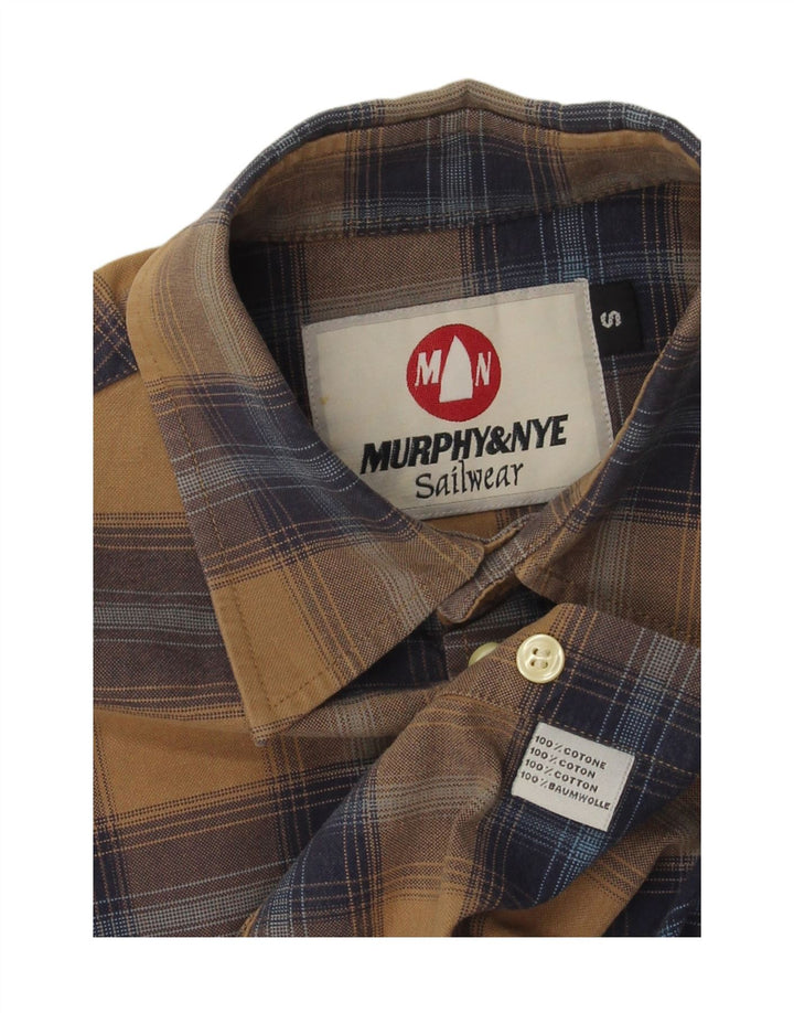 MURPHY & NYE Mens Shirt Small Brown Plaid Cotton Vintage Murphy & Nye and Second-Hand Murphy & Nye from Messina Hembry 