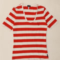 ARMANI Womens T-Shirt Top EU 38 Medium Red Striped Cotton Vintage Armani and Second-Hand Armani from Messina Hembry 