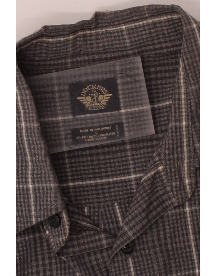 DOCKERS Mens Flannel Shirt Large Grey Check Cotton Vintage Dockers and Second-Hand Dockers from Messina Hembry 