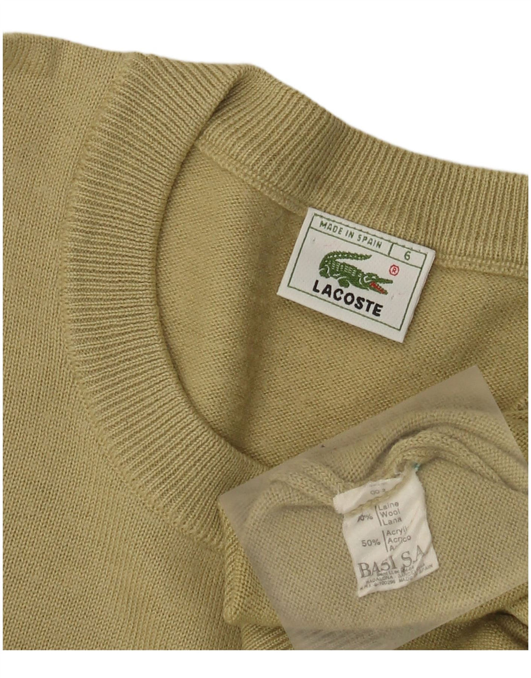 Lacoste Herre trøjetrøje med rund hals str. 6 XL Khakiuld