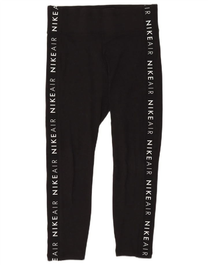 Nike Dame Grafiske Leggings UK 14 Medium Sort Bomuld