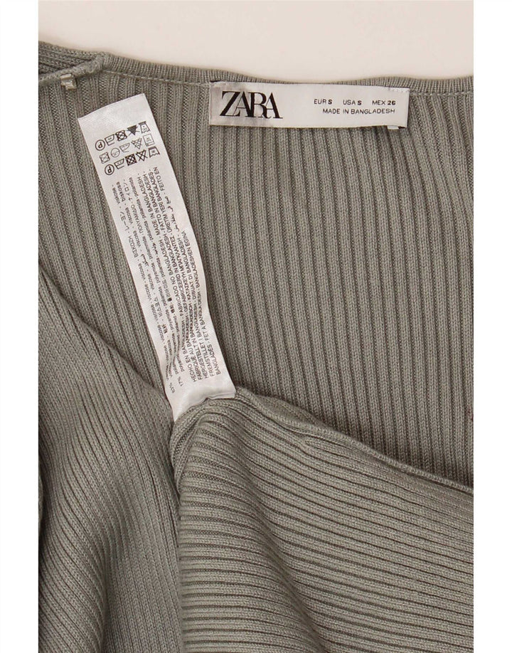 Zara Dame Maxi Jumper Kjole UK 8 Small Grey Viscose