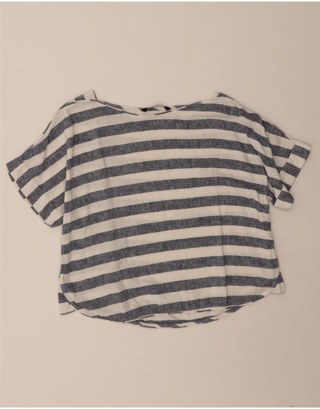 Zara Dame Oversized T-Shirt Top UK 14 Medium Blå Stribet Nautical