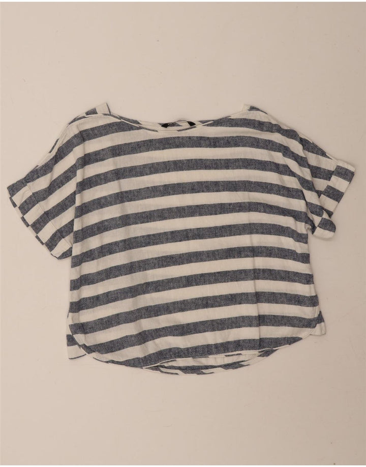 Zara Dame Oversized T-Shirt Top UK 14 Medium Blå Stribet Nautical