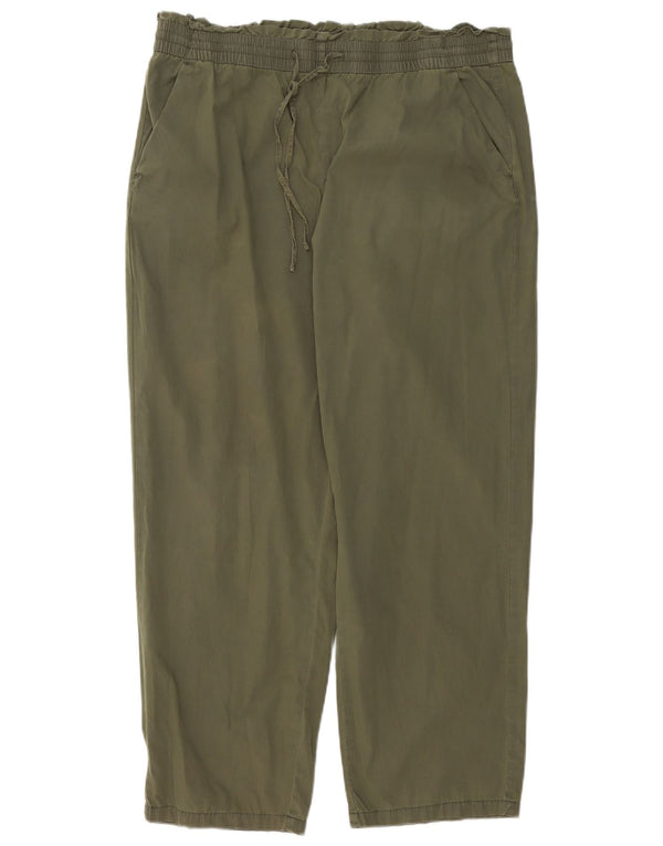 Marks & Spencer Kvinder Højtaljede Loose Fit Bukser UK 18 XL W38 L28 Khaki