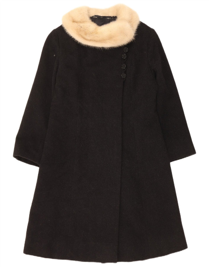 Vintage overfrakke til kvinder UK 10 Small Black