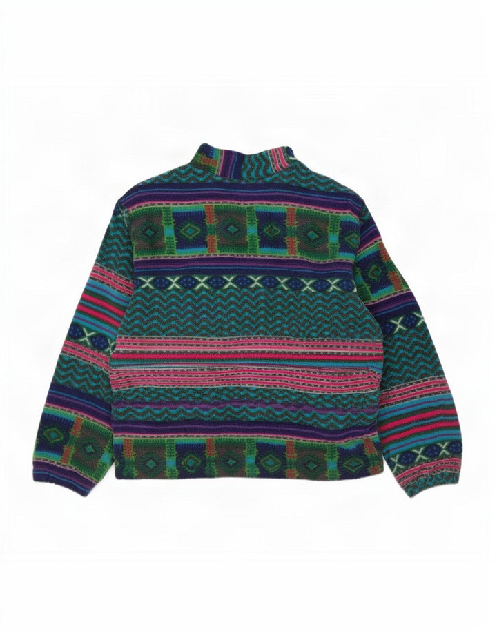 Vintage herre lynlås hals fleece jumper XL flerfarvet geometrisk