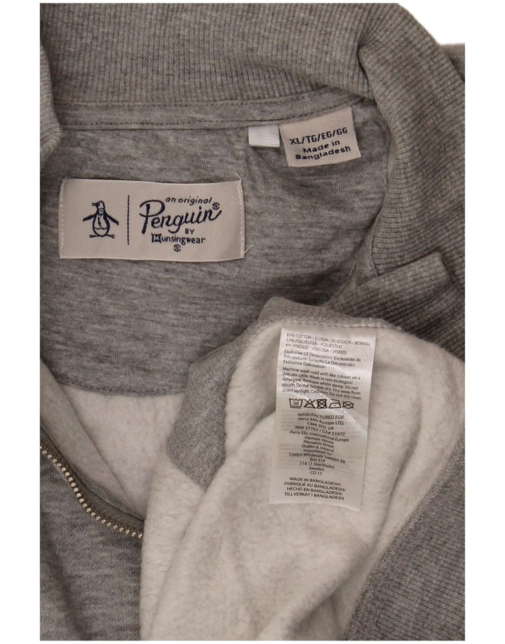 Penguin Herre Zip Neck Sweatshirt Jumper XL Grå Bomuld
