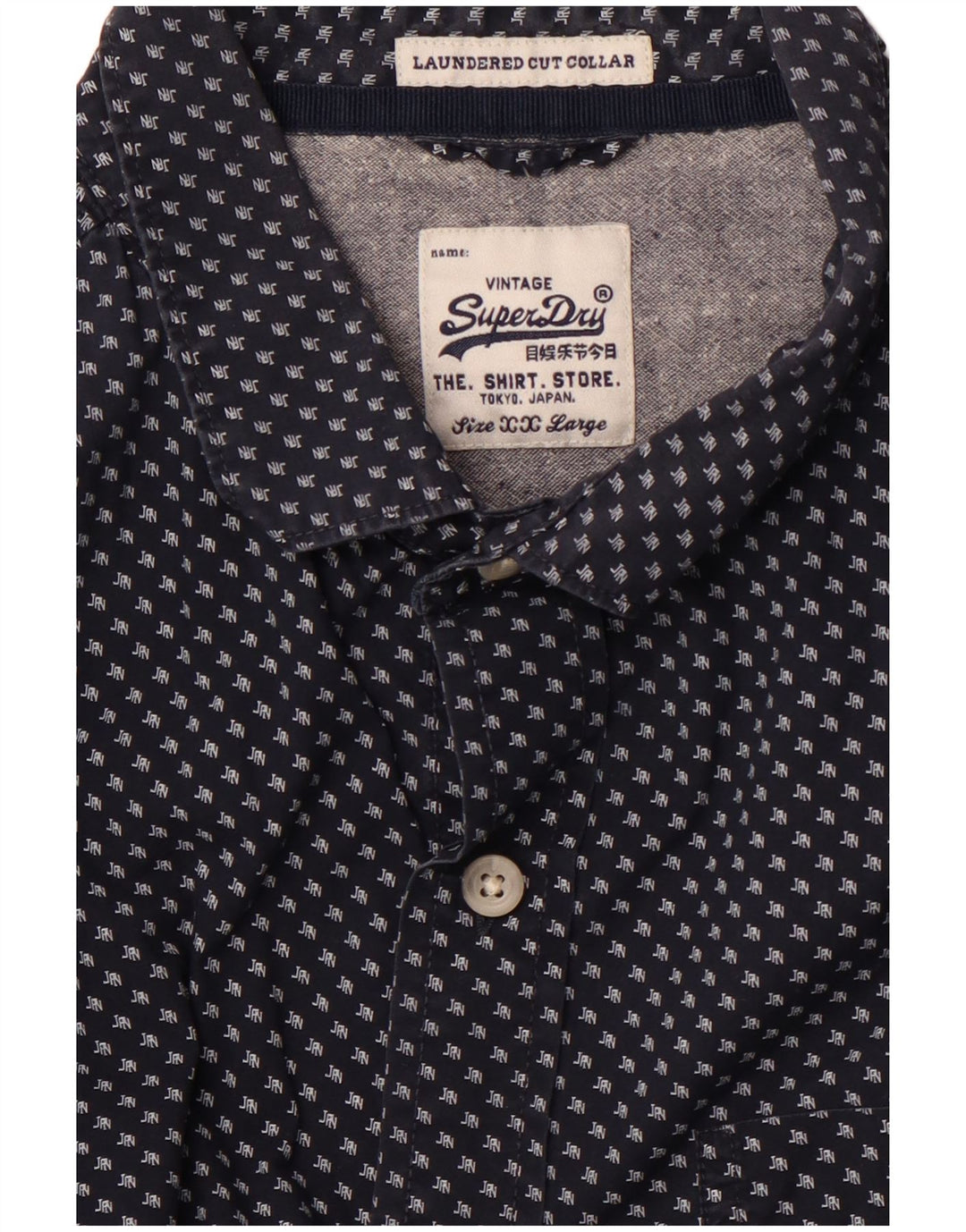 SUPERDRY Grafisk Herreskjorte 2XL Navy Blue Spotted