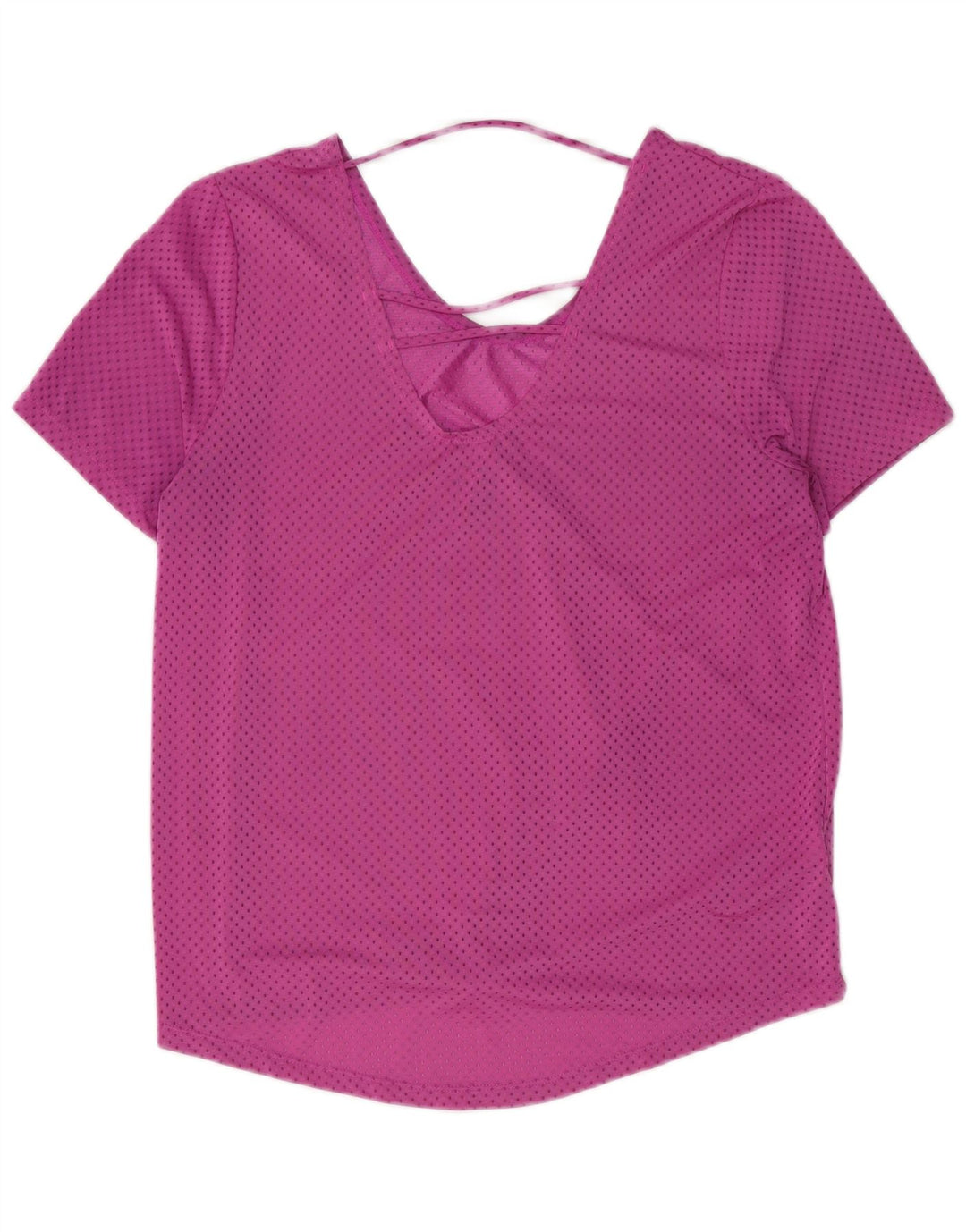NIKE Dame Dri Fit T-Shirt Top UK 14 Medium Pink Plettet Polyester