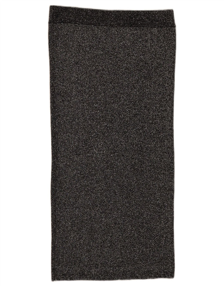 Oasis strikket lige nederdel til kvinder Small W26 Sort Flecked Viscose