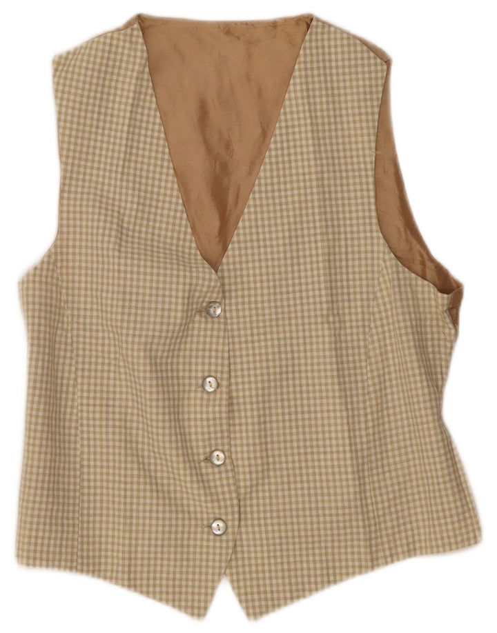 Vintage damevest UK 12 Medium Beige Gingham