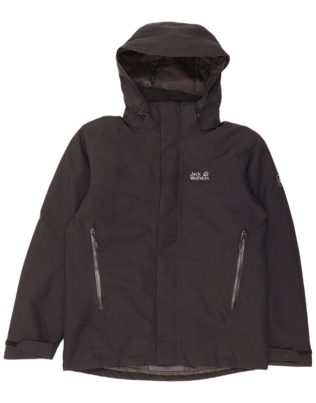 Jack Wolfskin Herre Hooded Windbreaker Jacket UK 34 Small Black Polyester