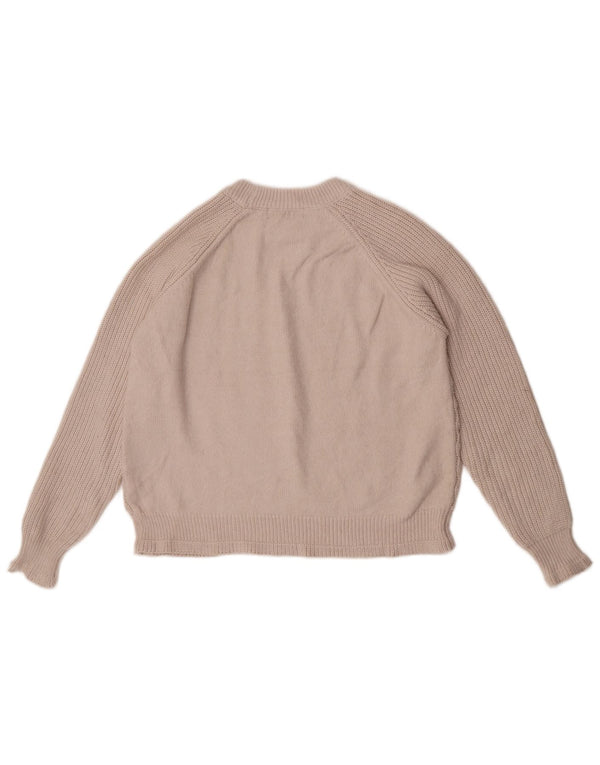 Marks & Spencer Dame Crop Crew Neck Jumper Sweater UK 14 Medium Beige