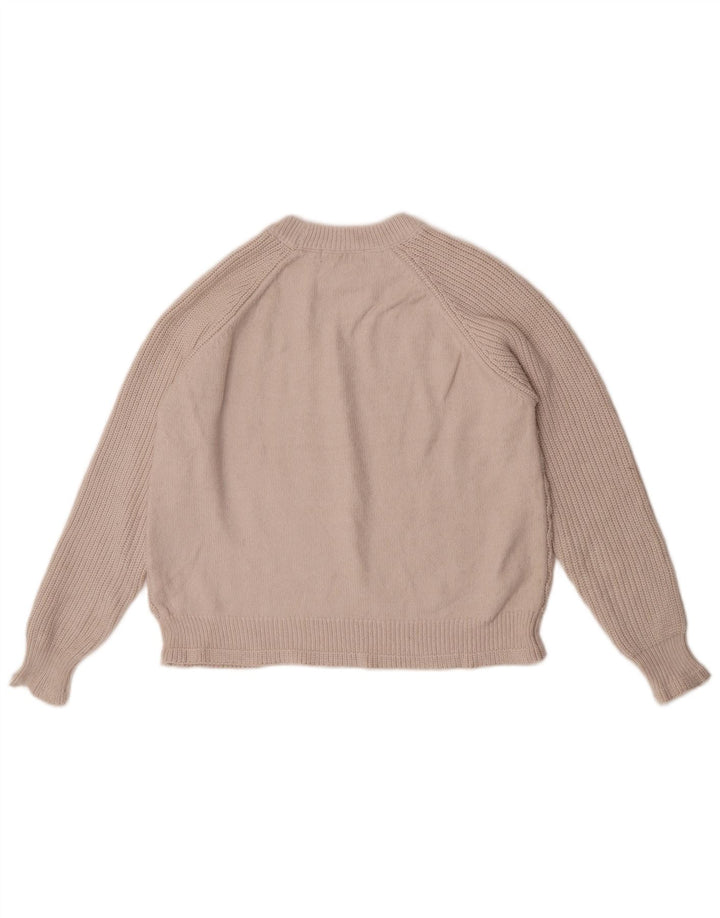 Marks & Spencer Dame Crop Crew Neck Jumper Sweater UK 14 Medium Beige