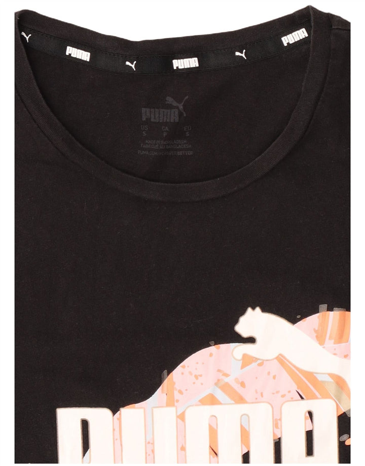Puma Graphic T-Shirt Top UK 10 Small Black