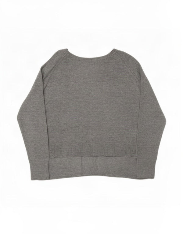 Zara Dame Boat Neck Jumper Sweater UK 14 Medium Grey Viscose