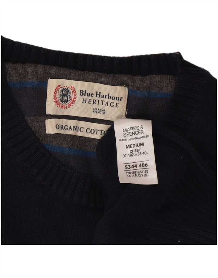 Marks & Spencer Herre sweater med rund hals, medium marineblå bomuld