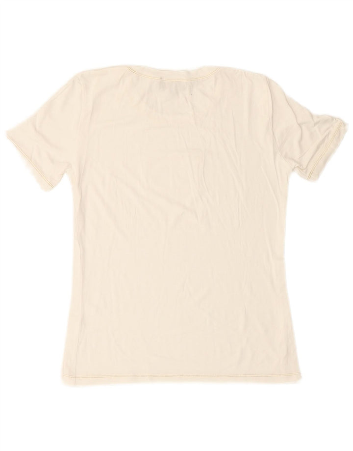 LUISA SPAGNOLI Dame Grafisk T-Shirt Top UK 14 Medium White Viscose