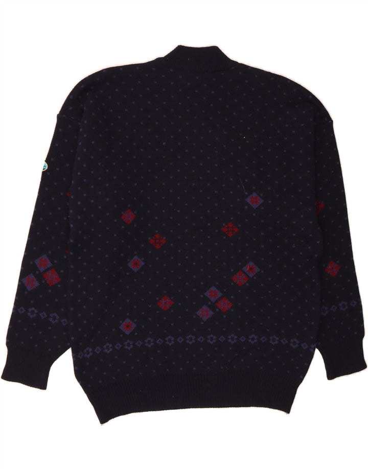 NORTH POLE Herre Turtle Neck Jumper Sweater 2XL Navy Blue Fair Isle Wool