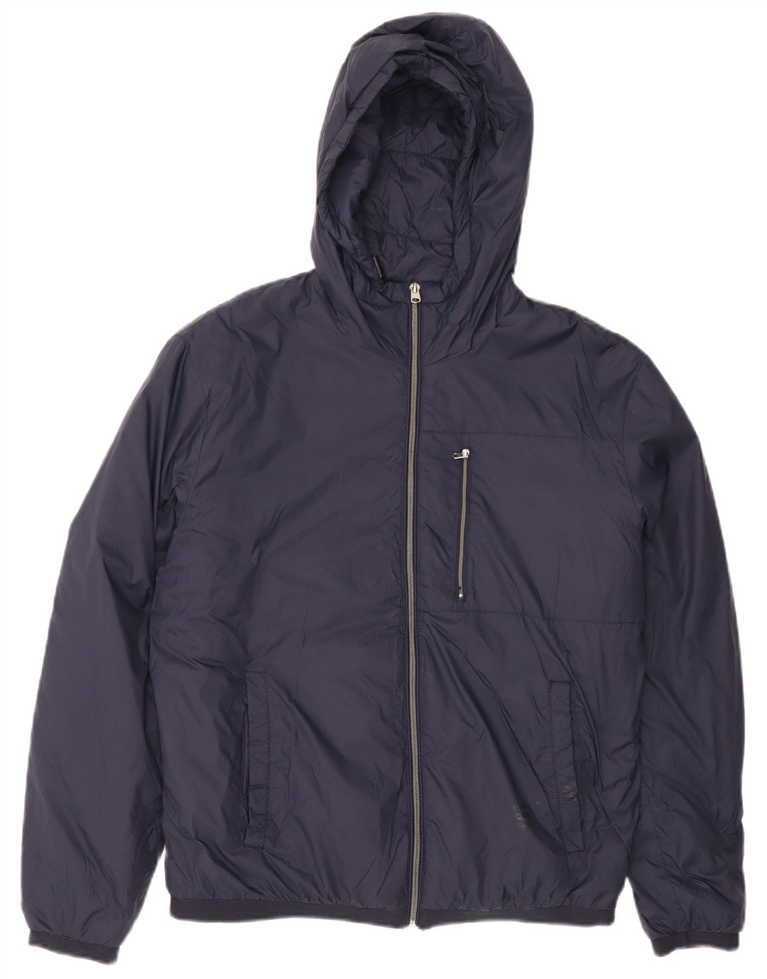 Zara Herre hættepolstret jakke UK 38 Medium Navy Blue Nylon