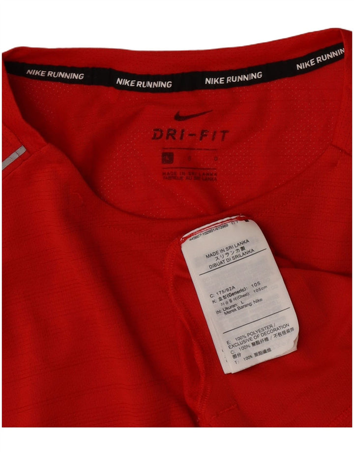 Nike Herre Dri Fit T-Shirt Top Stor Rød Polyester