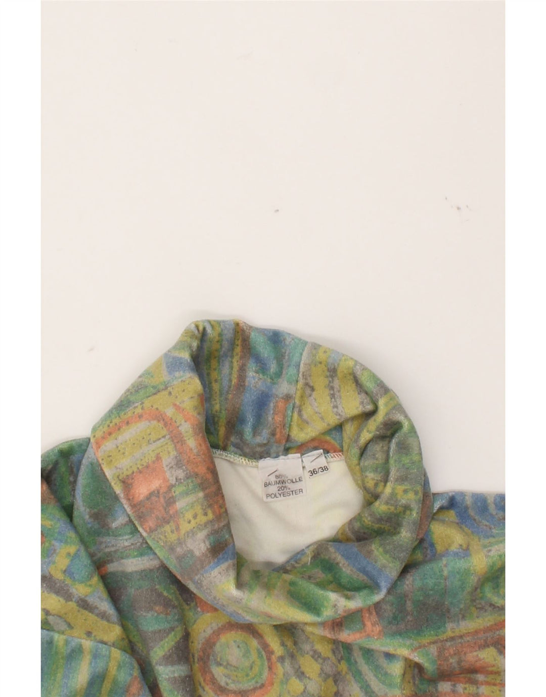 VINTAGE Dame Oversized Top Langærmet EU 36 Lille Flerfarvet
