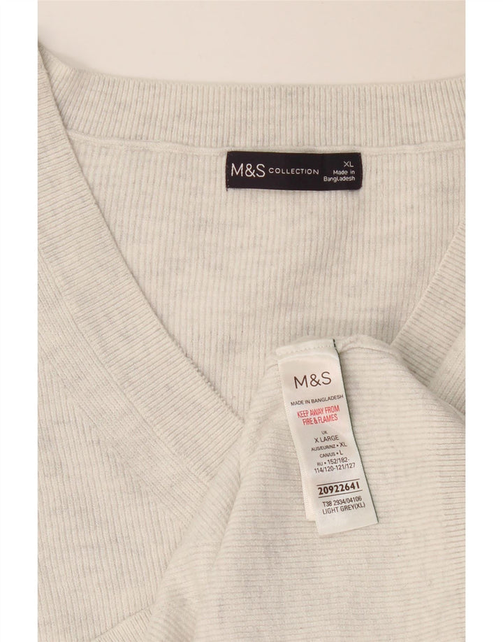 Marks & Spencer Dame Oversized V-hals sweater UK 18 XL Grå