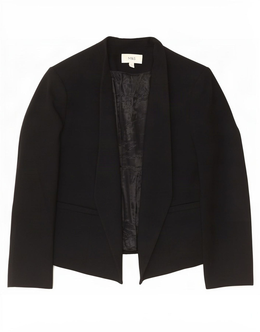 Marks & Spencer Womens Open Blazer Jacket UK 16 Large Black Polyester
