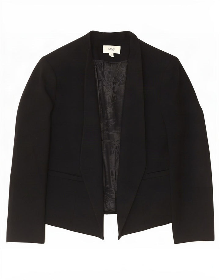 Marks & Spencer Womens Open Blazer Jacket UK 16 Large Black Polyester