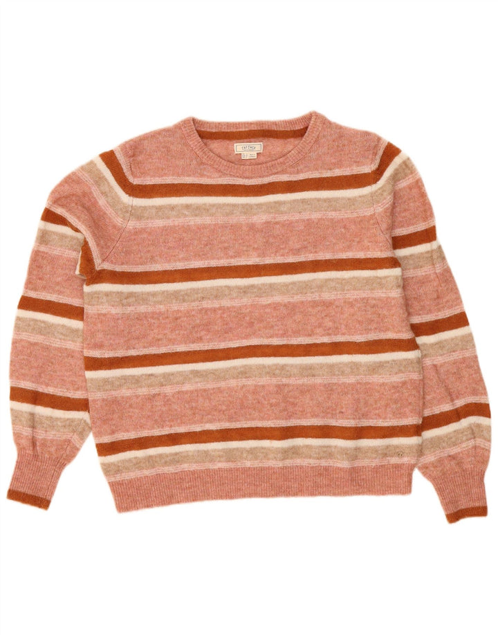 Fat Face Dame Boat Neck Jumper Sweater UK 12 Medium Pink Striped