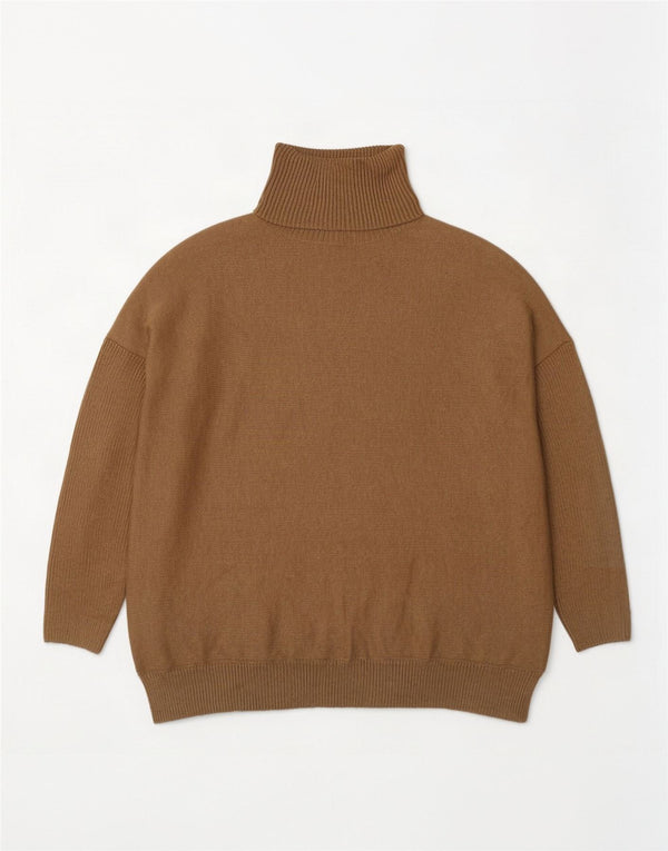 Boden Dame Oversized Roll Neck Jumper Sweater UK 10 Small Brown Bomuld