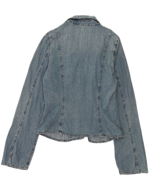 Zara Dame Wrap Denim Jacket UK 18 XL Blå Bomuld