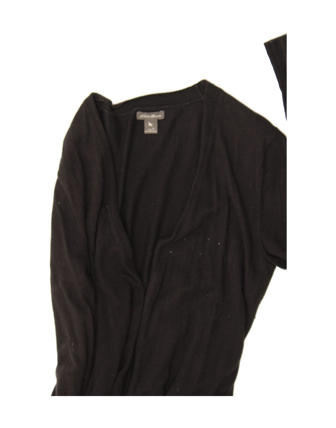 EDDIE BAUER Womens Open Cardigan Sweater UK 10 Small Black Cotton Vintage Eddie Bauer and Second-Hand Eddie Bauer from Messina Hembry 