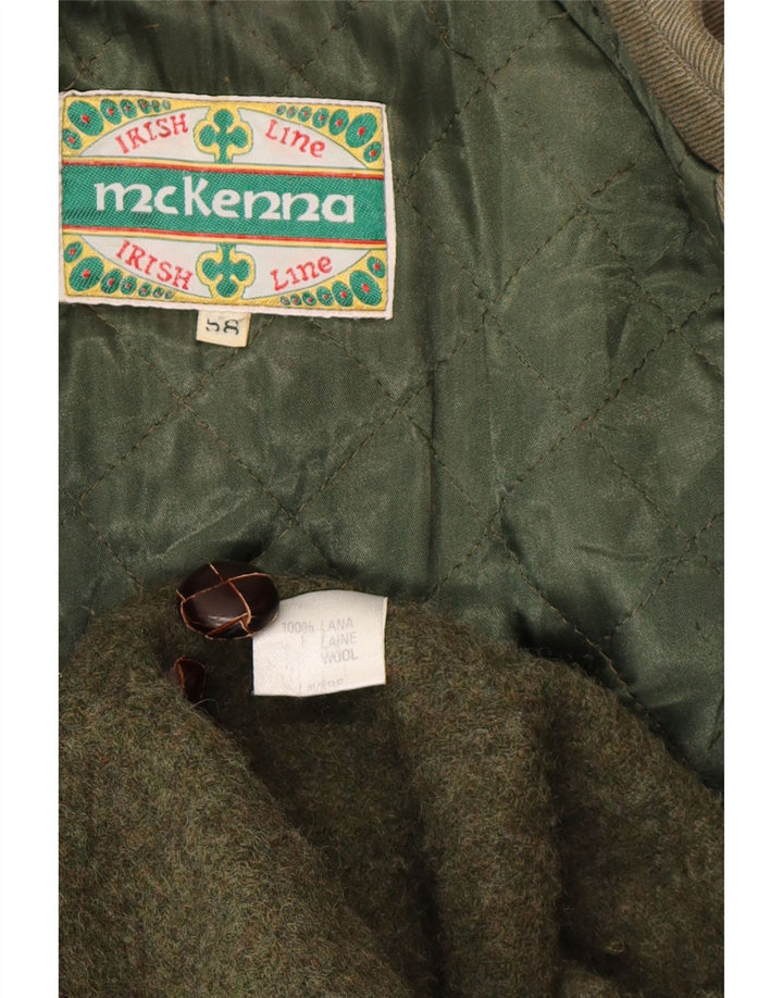 Vintage Herre Overfrakke EU 58 4XL Grøn Uld