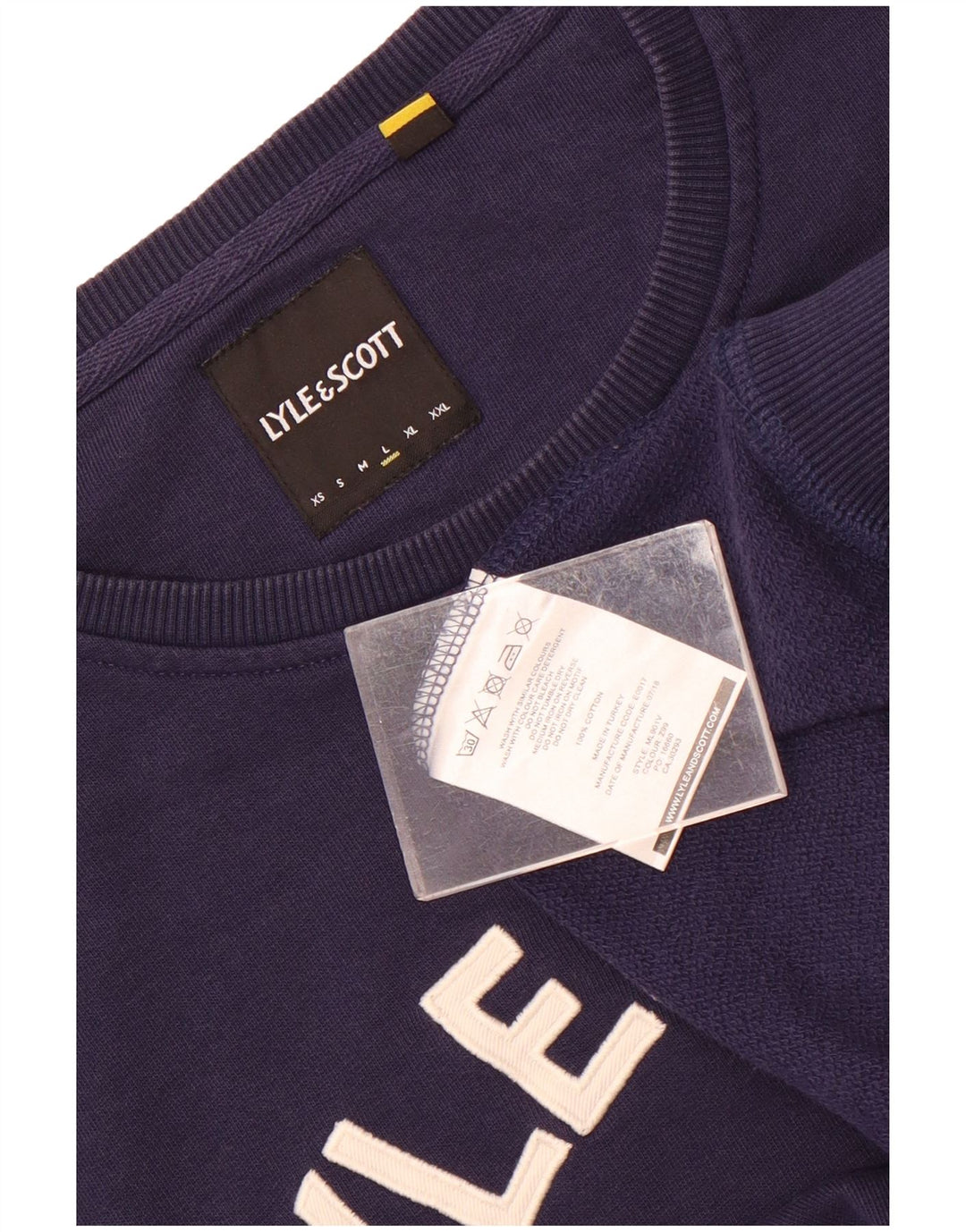 Lyle & Scott Herre grafisk sweatshirt jumper stor marineblå bomuld