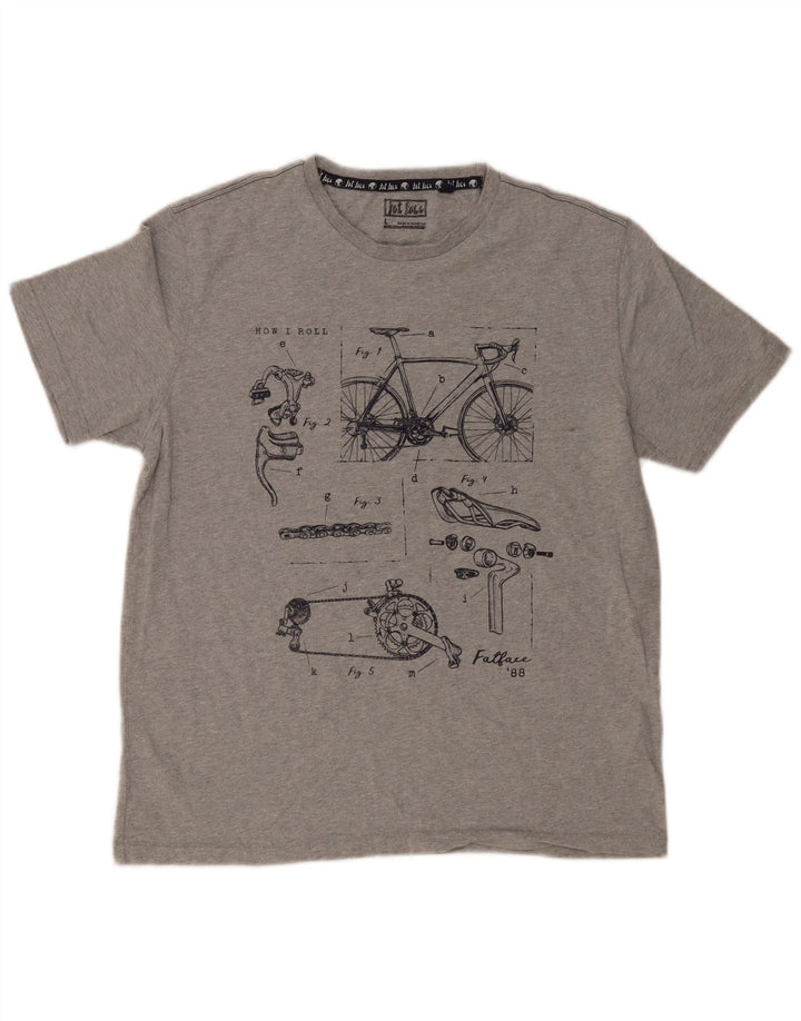 Fat Face Herre Grafisk T-Shirt Top Stor Grå Flecked Bomuld