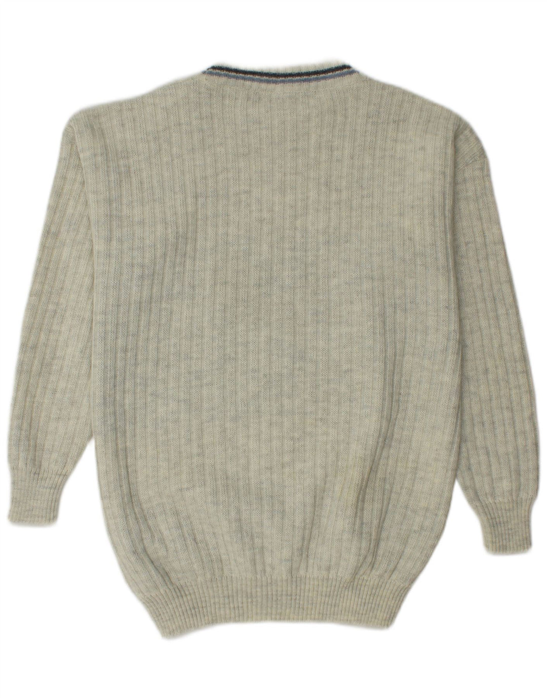 BIZZARRO Mens Crew Neck Jumper Sweater Large Off White Geometric Wool